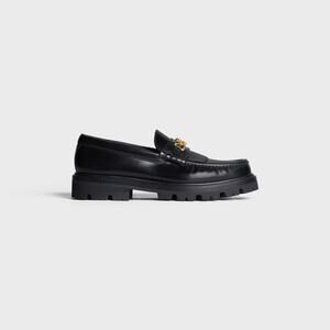 Celine 'Margaret' Black Round Toe Loafer With Triomphe Chain Size 8.5